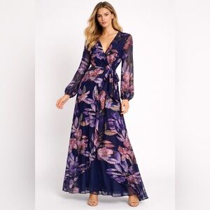 🌺Hutch Floral Maxi Velvet Wrapped Dress